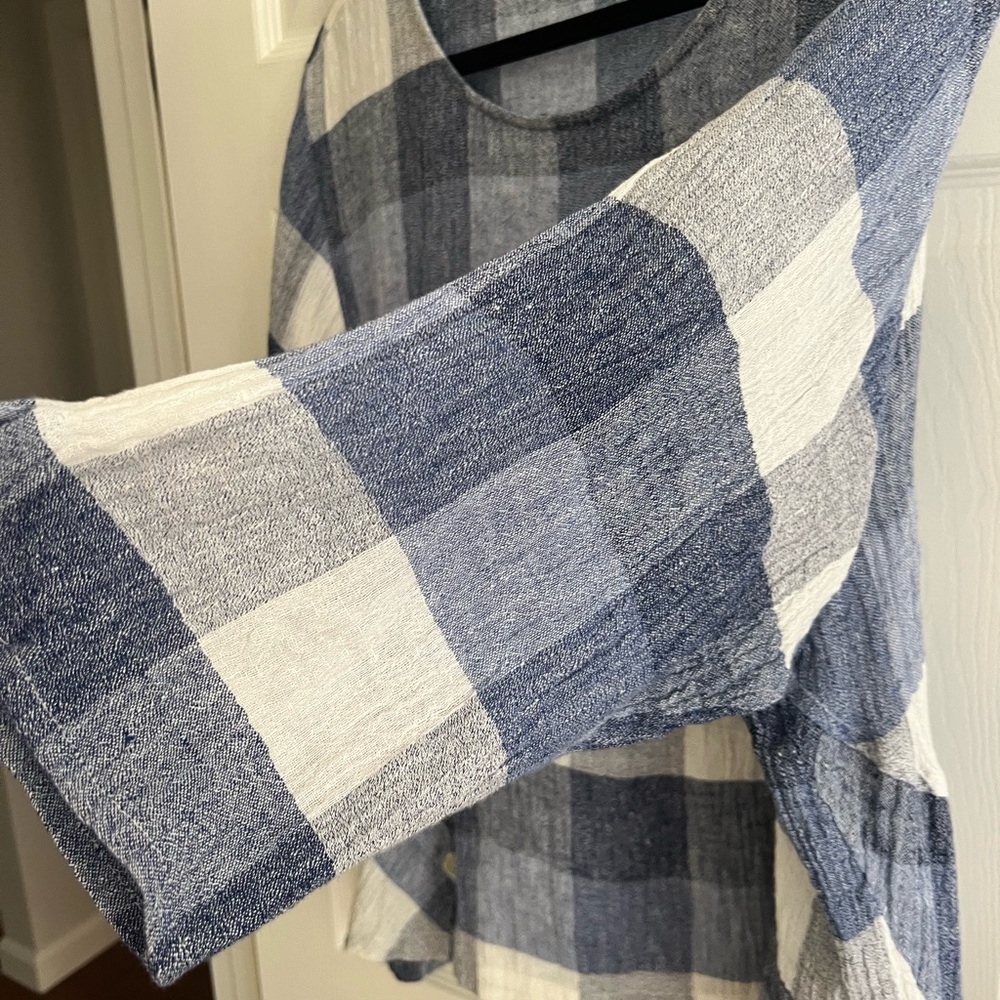EUC HABITAT Denim Blue Plaid Top - Picture 5 of 8